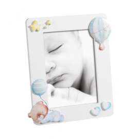 CORNICE MDF C/DETTAGLI AZZURRI 13x18cm