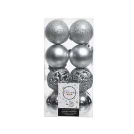 Addobbo Albero SFERE ARGENTO ASSORTITE 6cm 16pz