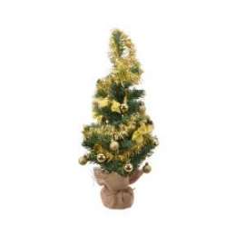 ALBERO 60cm PINO C/ADDOBBI ORO 20luci