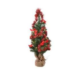 ALBERO 60cm PINO C/ADDOBBI ROSSI 20luci