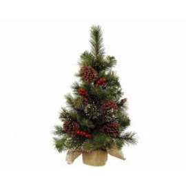 ALBERO 45cm VERDE DECORATO C/SACCO JUTA