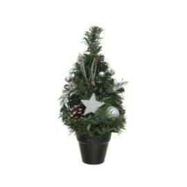 ALBERO 30cm VERDE C/ADDOBBI ARGENTO