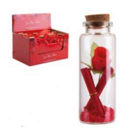 San Valentino BOTTIGLIA C/MESSAGGIO D'AMORE C/ROSA