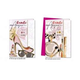 Biglietti Compleanno FANTASIE FEMMINILI C/ROTELLA conf.12pz