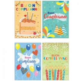 Biglietti Compleanno FANTASIE ASSORTITE conf.12pz