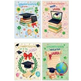 Biglietti Laurea FANTASIE ASSORTITE conf.12pz