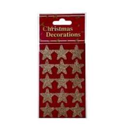 Sticker Natale STELLINE ORO C/GLITTER 15pz 