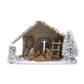 PRESEPE CAPANNA INNEVATA C/NATIVITà 43x20x29cm