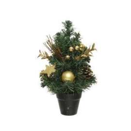 ALBERO 30cm VERDE C/ADDOBBI ORO