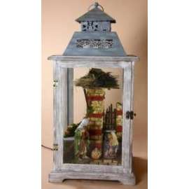 PRESEPE NATIVITA 16cm IN LANTERNA 30x30x61cm CON LUCE