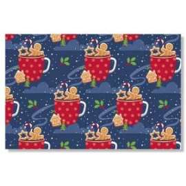 Carta Regalo Natale 70x100 TAZZE CIOCCOLATO conf.12pz