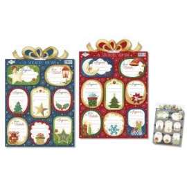 Segnapacco Natale Adesivi FANTASIE ASSORTITE (16 etichette)