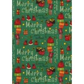 Carta Regalo Natale 70x100 MERRY XMAS SU VERDE 385Dconf.10fg