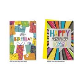 Biglietti Compleanno FANTASIE ASSORTITE conf.12pz