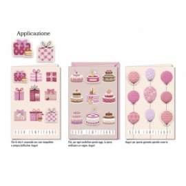 Biglietti Compleanno FEMMINILE C/APPLICAZIONE conf.12pz