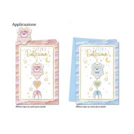 Biglietti Battesimo FANTASIE ASSORTITE C/APPLICAZIONE conf.12pz