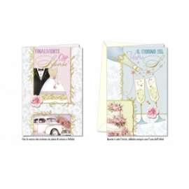 Biglietti Matrimonio FANTASIE ASSORTITE C/APPLICAZIONE Conf.12pz