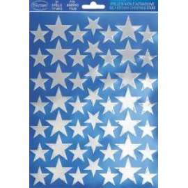 Adesivi Natale STELLE ARGENTO PICCOLE fg 17x24cm 