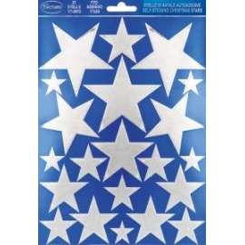 Adesivi Natale STELLE ARGENTO GRANDI fg 17x24cm 