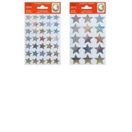 Adesivi Natale STELLE PRISMATICHE ARGENTO 10x18cm blister2fg