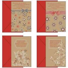 Biglietti Natale 11,7x17cm DECORI BIANCHI E ROSSI conf.12pz