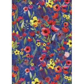 Carta Regalo 70x100 FANTASIA FIORI PRIMAVERILI FONDO BLU conf.10fg