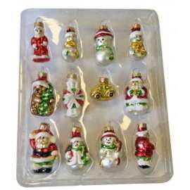 Addobbo Albero MINI PERSONAGGI ROSSI/ORO 3cm  set 12pz