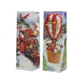 Shopper Natale Bottiglia SANTA CLAUS 12x36x10cm