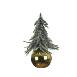 MINI ALBERO GLITTER 28cm C/BASE SFERA ORO