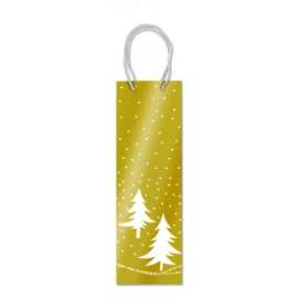 Shopper Natale Bottiglia 37x12xx9 FONDO ORO conf.10pz