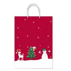 Shopper Carta Natale 20x25x11 RENNA E PUPAZZO conf.10pz