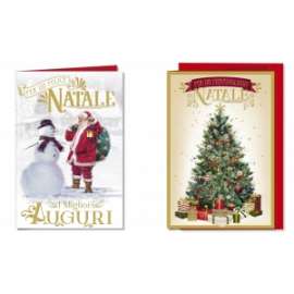 Biglietti Natale FANTASIA  ACQUARELLO conf.12pz