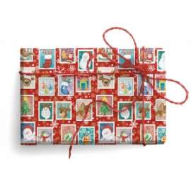 Carta Regalo Natale 70x100cm FRANCOBOLLI conf.10fg