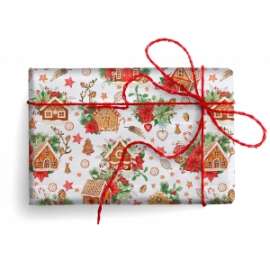 Carta Regalo Natale 70x100cm CASETTE DOLCI conf.10fg