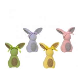 Pasqua CONIGLIETTI C/FIOCCO IN ORGANZA h16,5cm