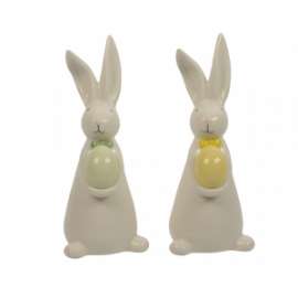 Pasqua CONIGLIO IN  PORCELLANA C/UOVO h.16cm