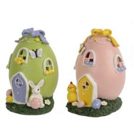 Pasqua UOVA DECORATE A CASETTA C/BASE h14,8cm