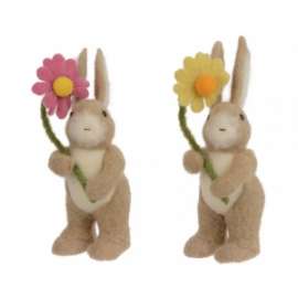 Pasqua CONIGLIO C/FIORE h.16cm