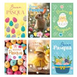 Biglietti Pasqua MIni FANTASIE ASSORTITE conf.48pz