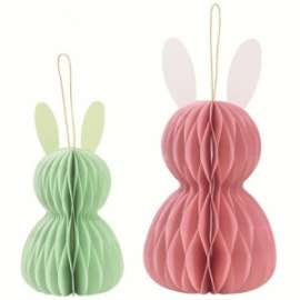 Pasqua DECORAZIONE CONIGLI IN CARTA 13/18cm conf.2pz