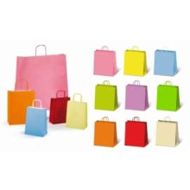 Shopper Carta 55x49x15 TINTA UNITA c/MANICO RITORTO conf.25pz ASSORTITO