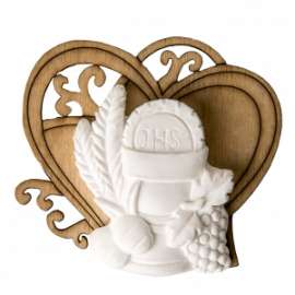 CUORE COMUNIONE IN GESSO 5,5cm -1set da 6pz