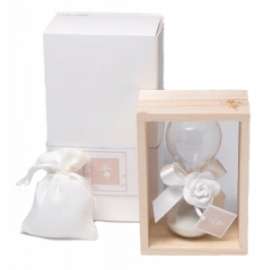 *OFFERTA CLESSIDRA C/ROSA  C/LEGNO 13,5cm