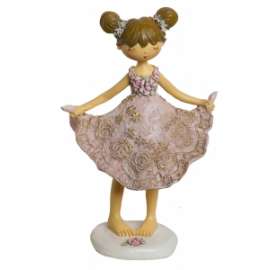 *OFFERTA BIMBA C/VESTITO ROSA h.16cm