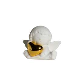 *RIBASSO PUTTO CON CUORE ORO SEDUTO h.7,5cm