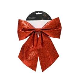 Decorazione Natale FIOCCO ROSSO GLITTER 20x24 