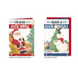 Biglietti Natale BABBO NATALE E ORSO conf.12pz