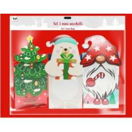 SACCHETTINI NATALE SOGGETTI ASSORTITI Set 3pz