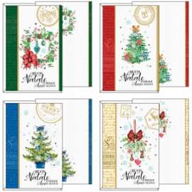 Biglietti Natale 11,7x17cm DECORI NATALIZI conf.12pz