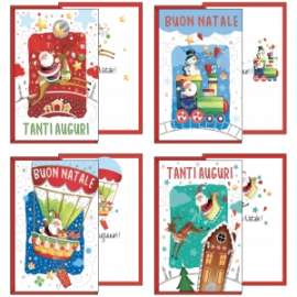 Biglietti Natale FANTASIA C/BABBO NATALE conf.12pz